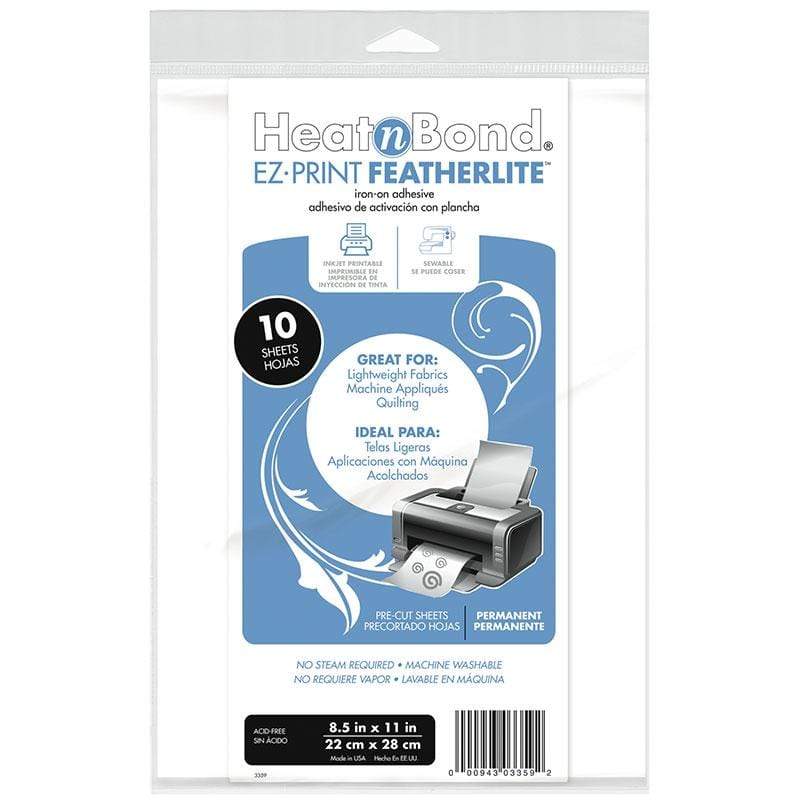 Therm O Web HeatnBond FeatherLite EZ-Print Iron-On Adhesive Sheet 10 pk, 8.5 in x 11 in 3359