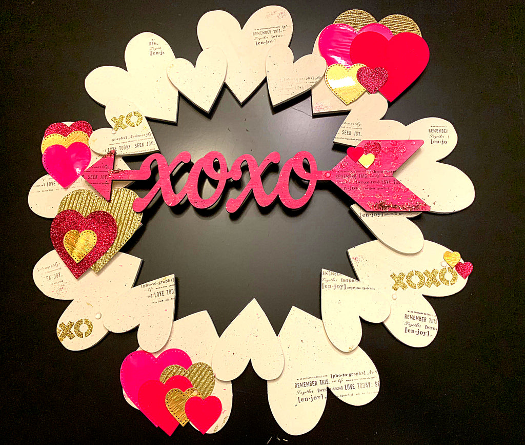 XOXO Valentine Wreath with Neon Flock