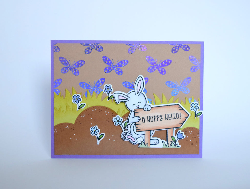 Newtons Nook week A Hoppy Hello Card with Deco Foil Card Fronts