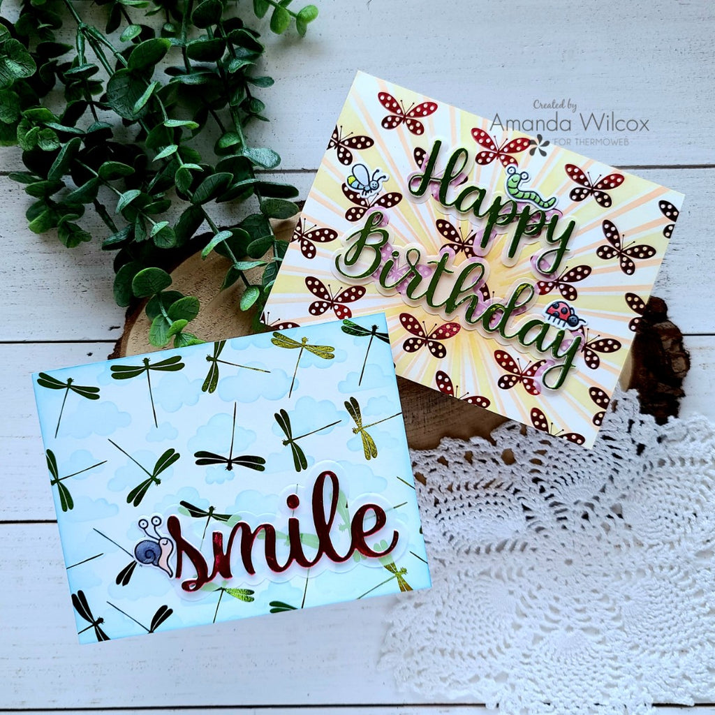 Time to Fly Deco Foil Toner Cards with Stenciling and Bold Sentiments