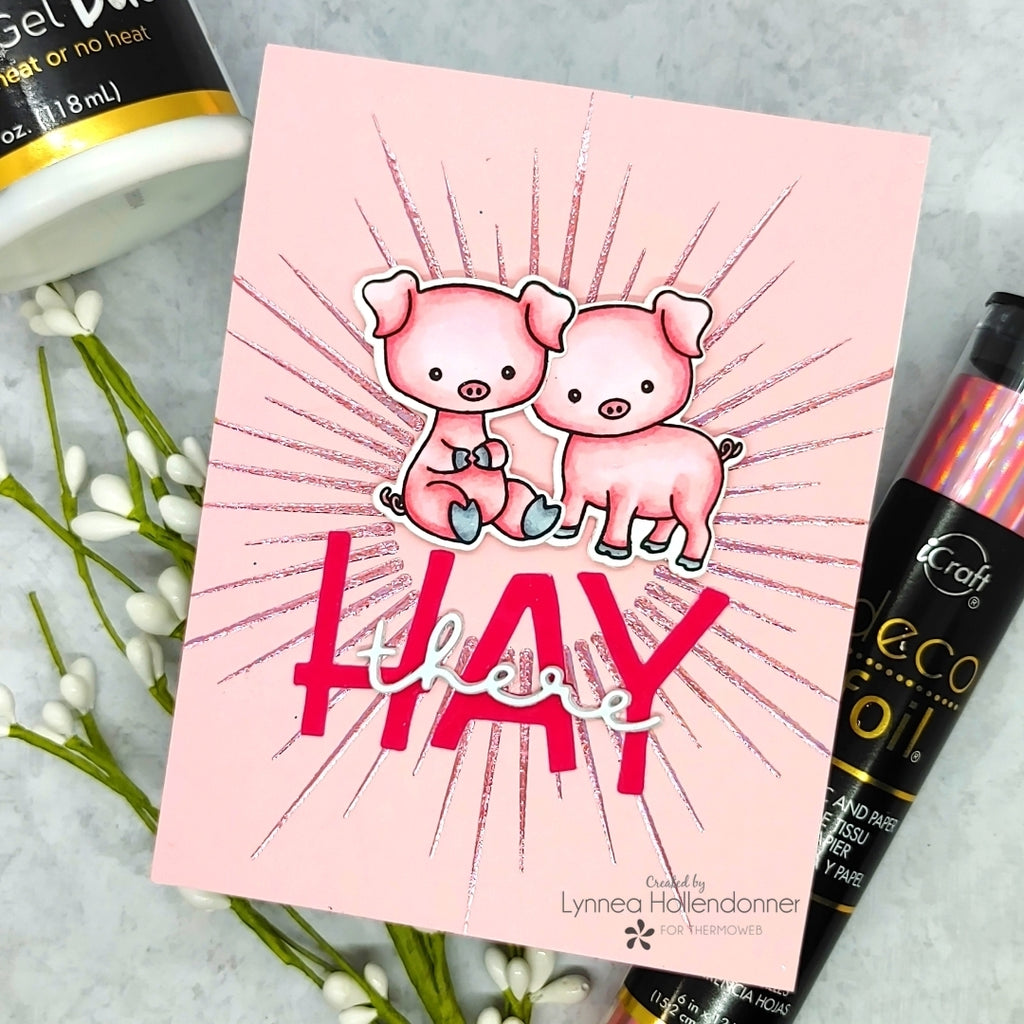 Miss Ink Stamps Collab - Hay There Piggy Card with Deco Foil