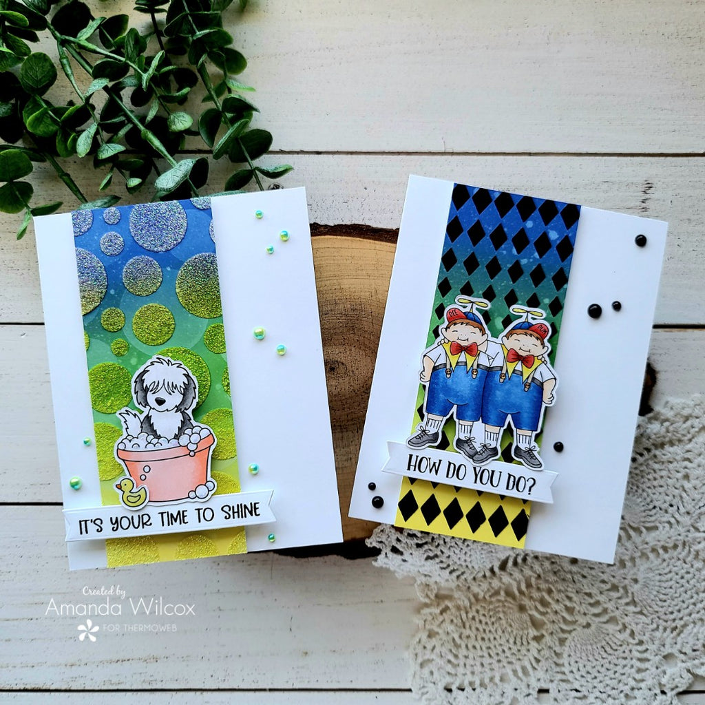 Miss Ink Stamps Collaboration - Glitter Glitz Gel and Deco Foil Stencil Cards