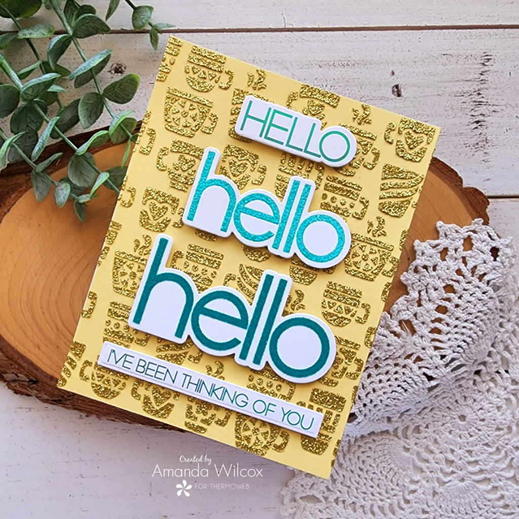 Deco Foil Hello Card with Adhesive Transfers, Toner Sheets + Stamps