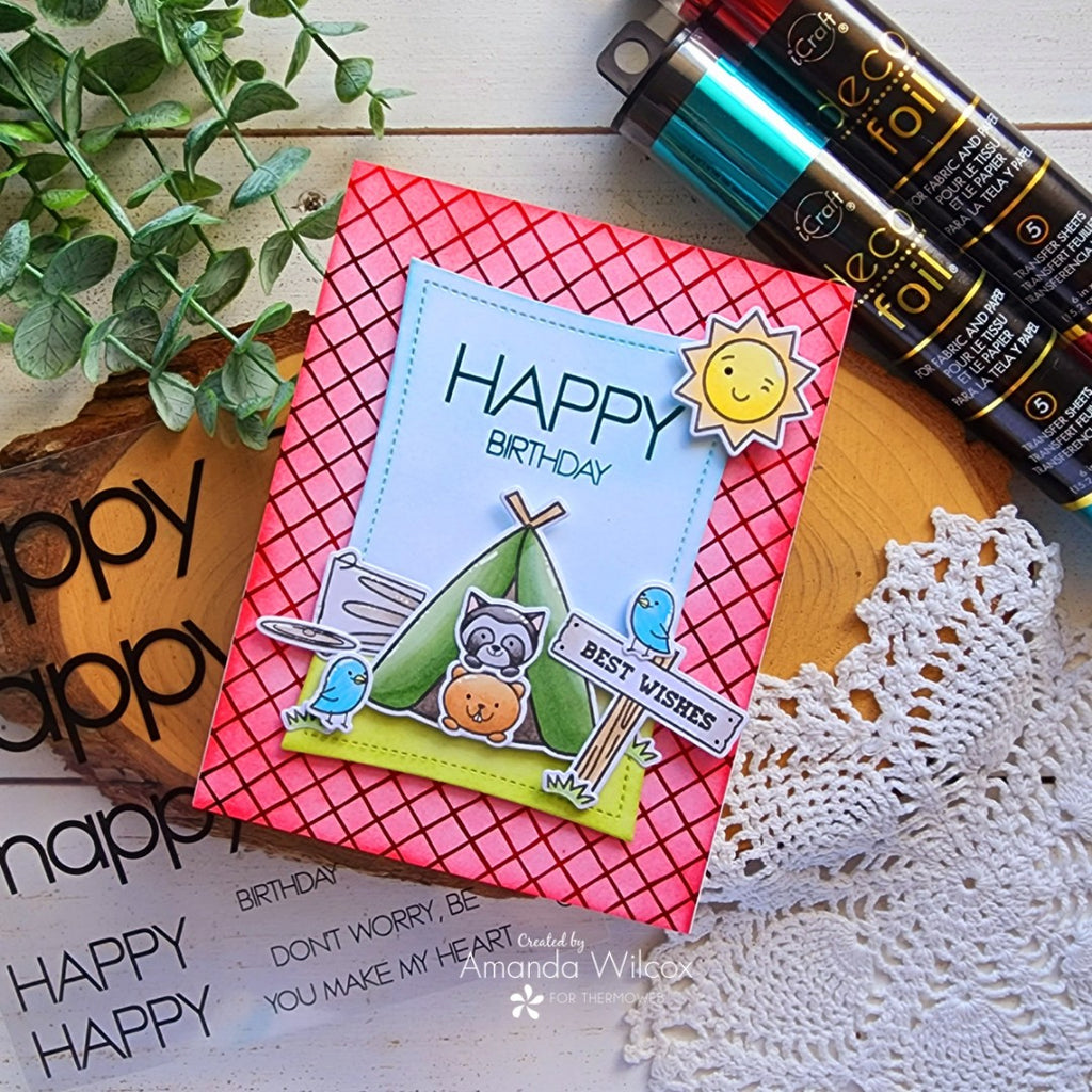 Camping Birthday Card Featuring Deco Foil Adhesive Transfers
