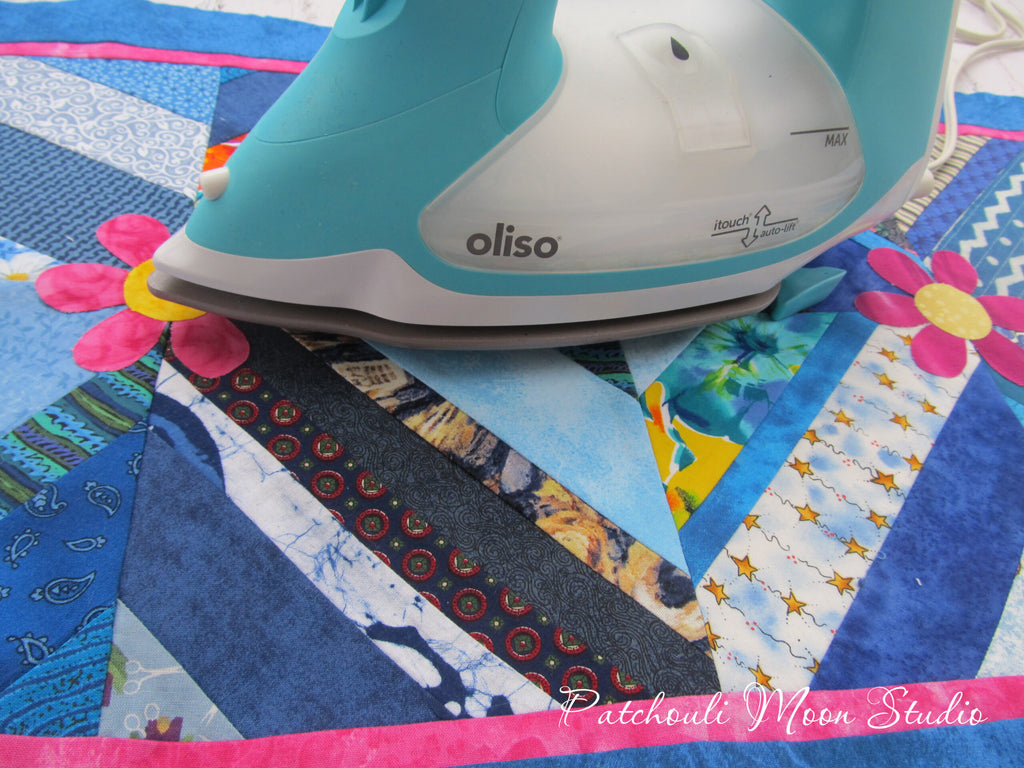 Blue String Quilt Table Runner with Fusible Fleece