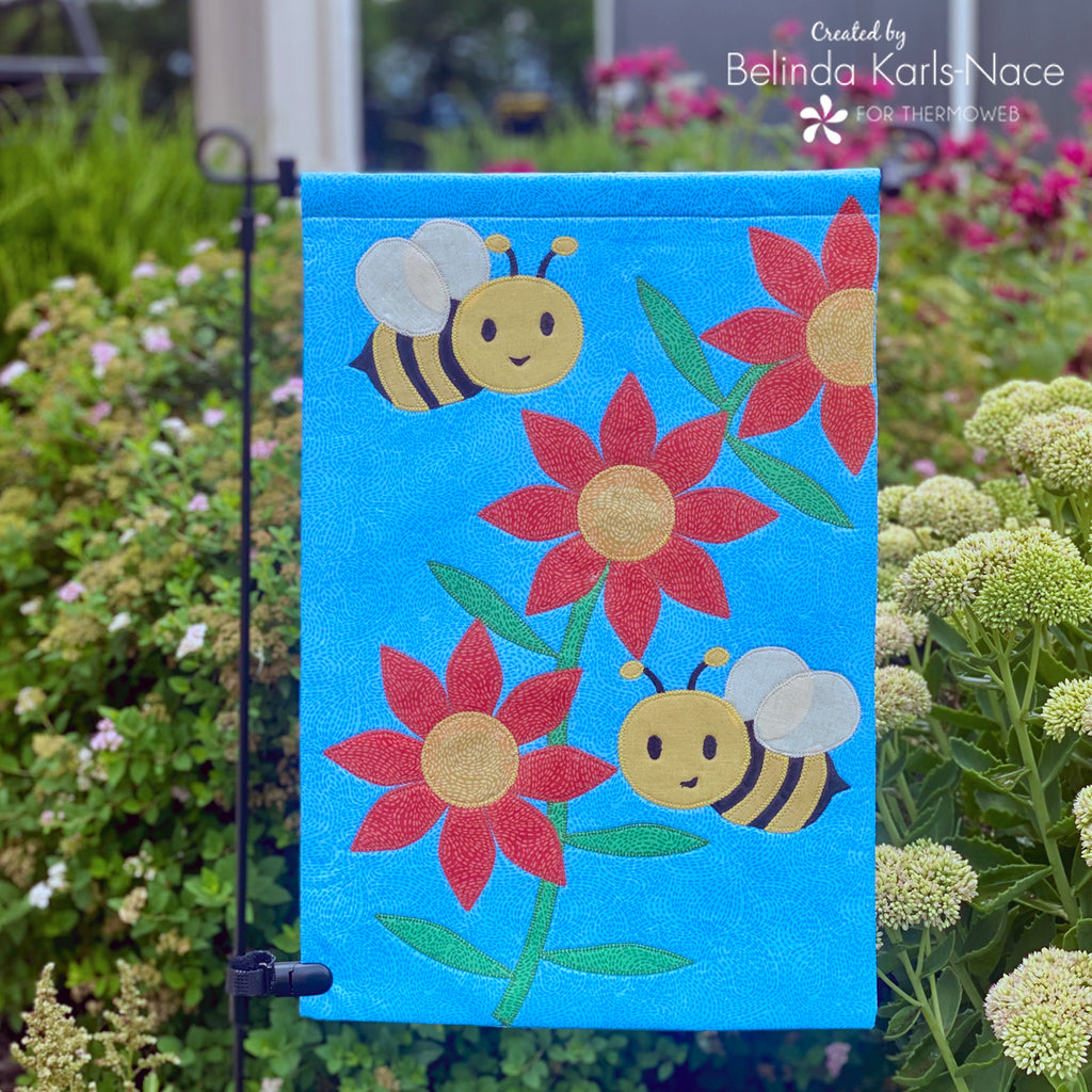 Happy Bee Garden Flag Featuring HeatnBond