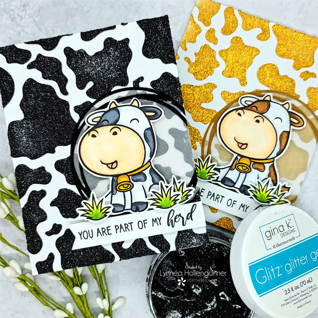Sassy and Crafty Stamped Cows Cards with Glitz Glitter Gel