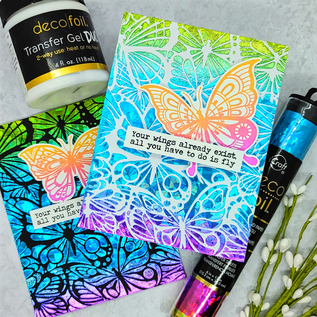 Sassy & Crafty Butterfly Cards with Deco Foil Transfer Gel DUO
