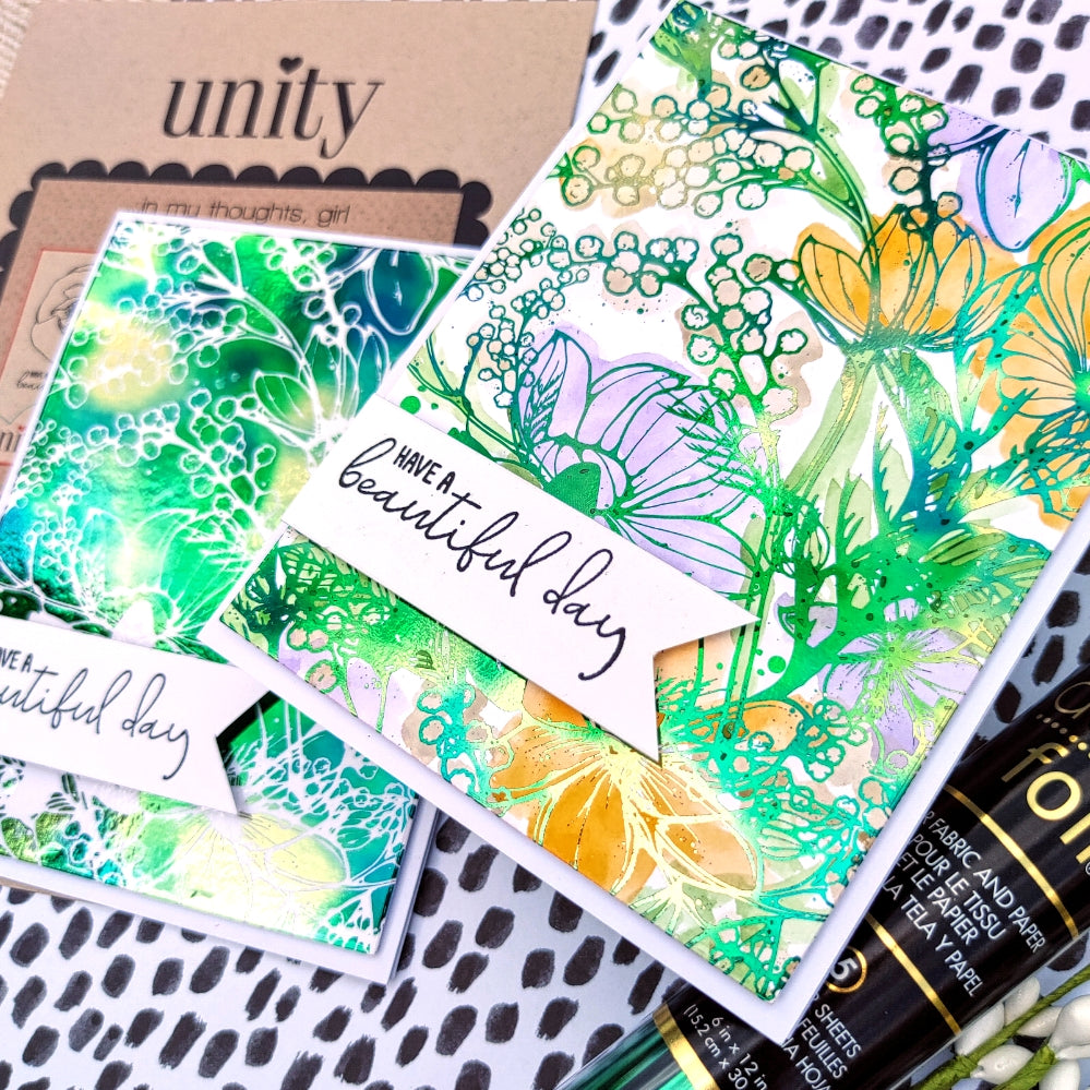 Unity Toner Card Fronts with Deco Foil and Watercolors