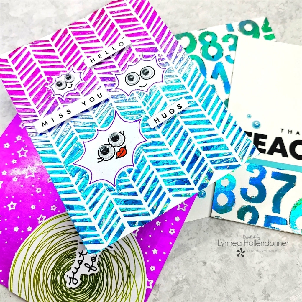 Ink Blot Shop Cards with Colorful Deco Foil Backgrounds