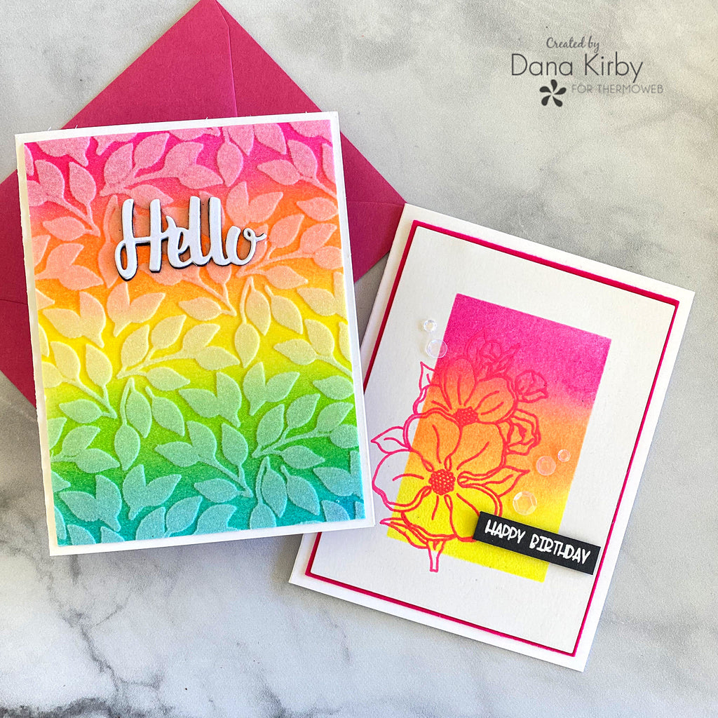 Colorful Electro-Pop Cards with Flock and Ink on 3