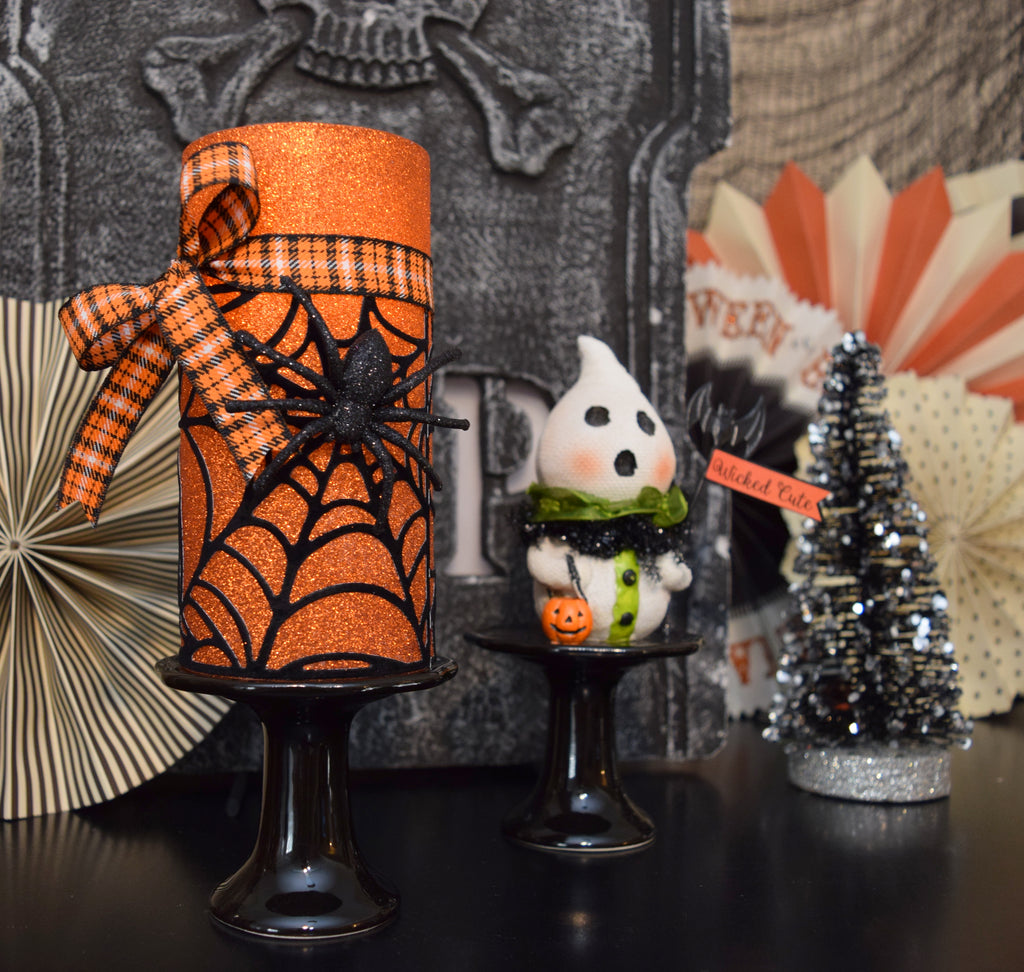 Deco Foil Flock Spiderweb Halloween Candle Wrap