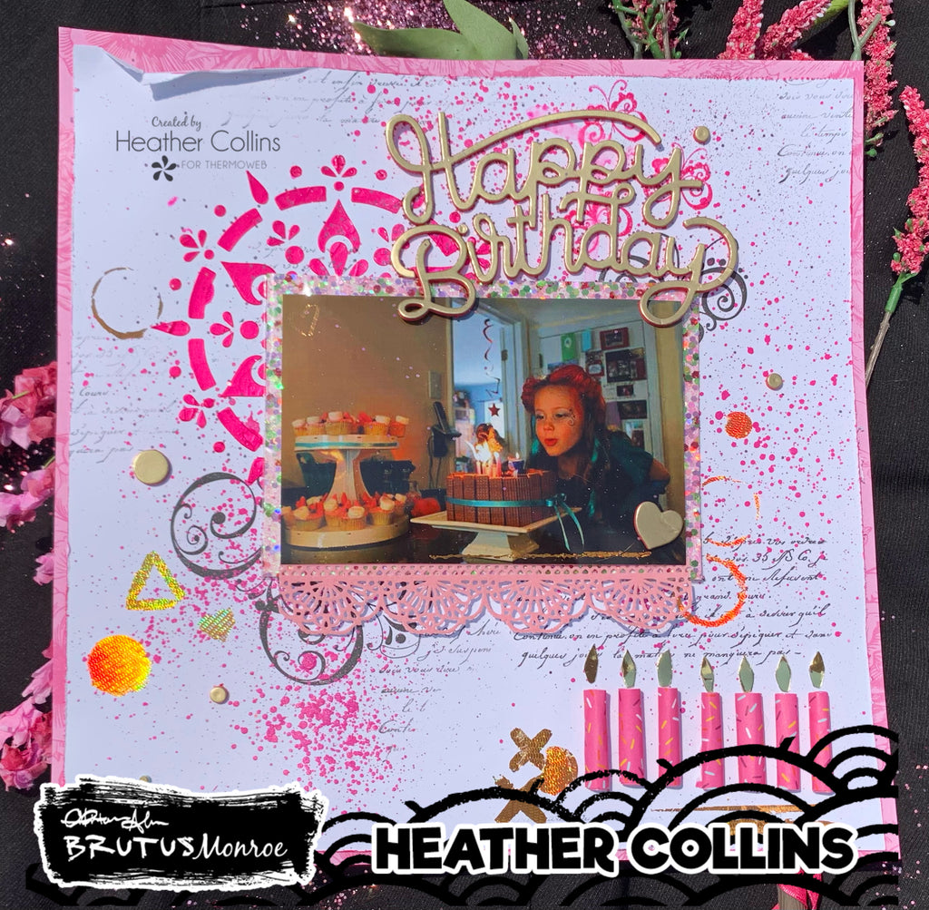 Happy Birthday, Rock Star! Scrapbook Layout with Brutus Monroe Adhesive Transfers