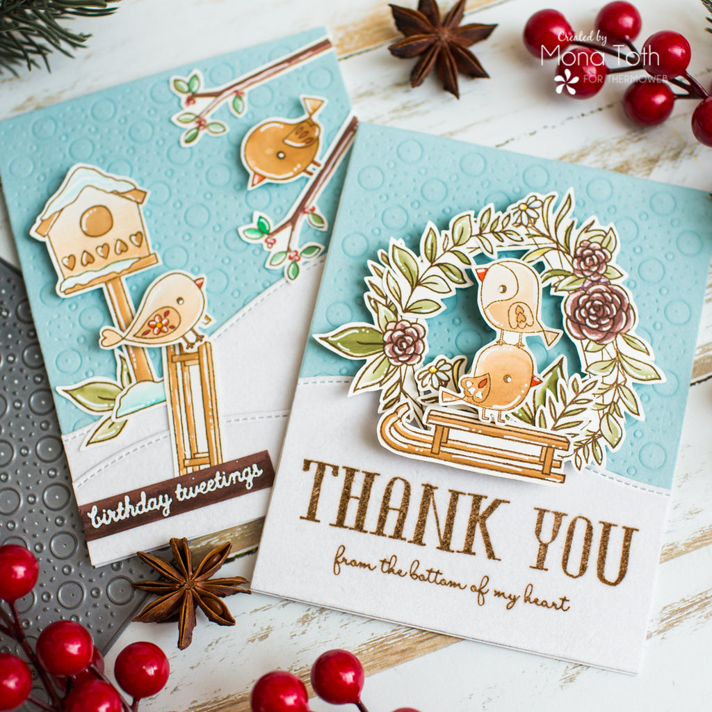 Winter Cards with Reverse Confetti and Flock