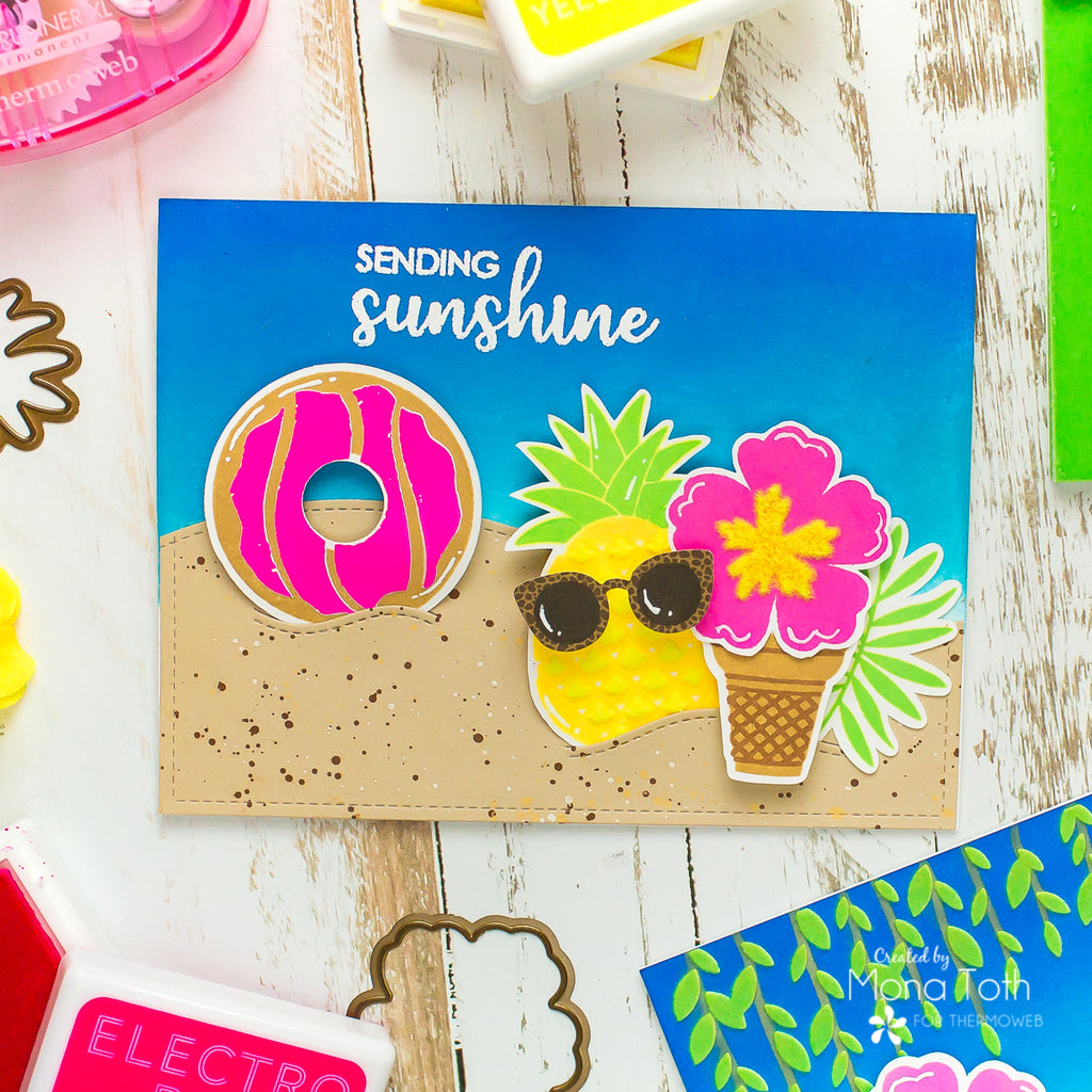 Colorful Fruit Card with Electro-Pop Neon Flock