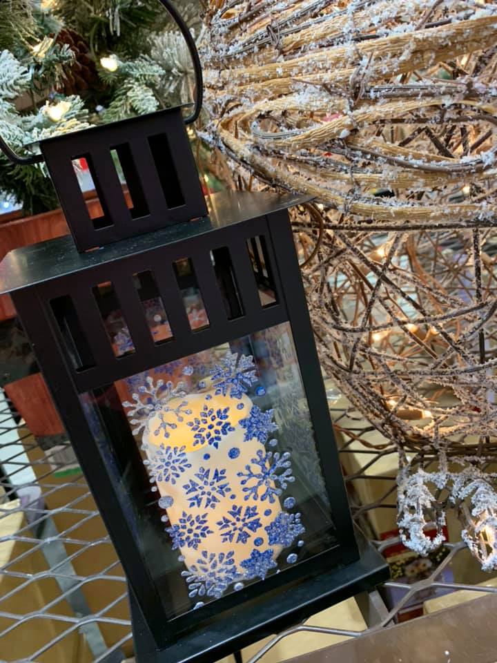 Snow Showers Winter Lantern with Glitz