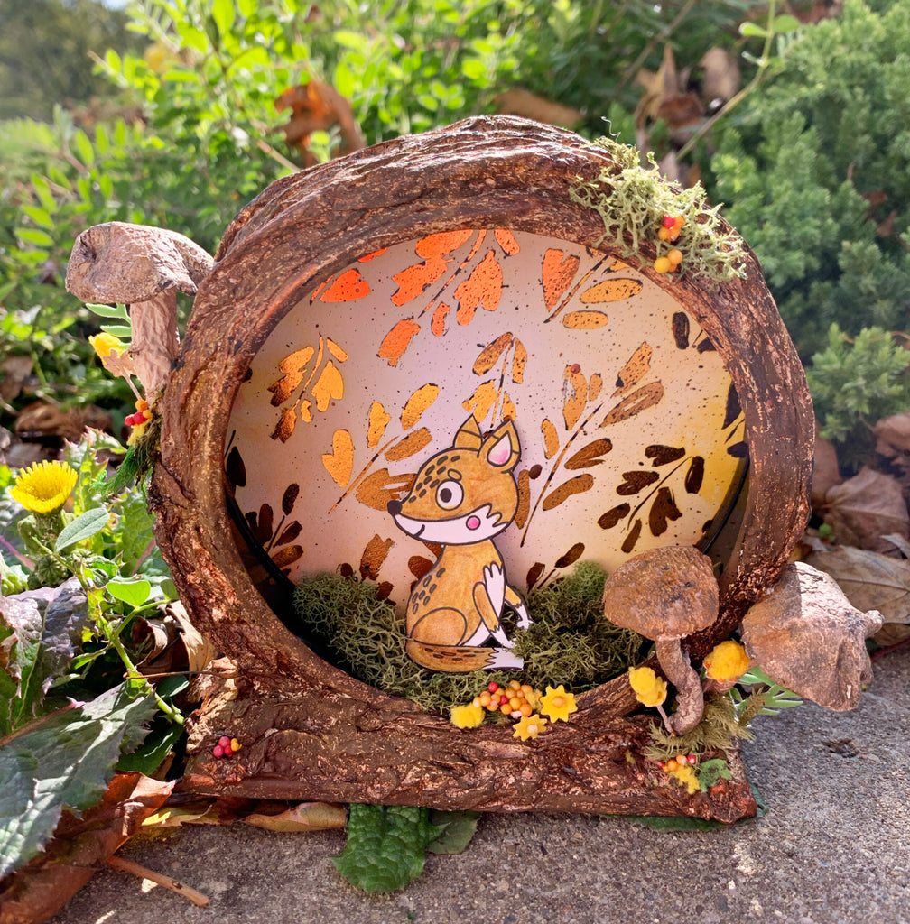 Deco Foil Fall Fox Mixed Media Clock