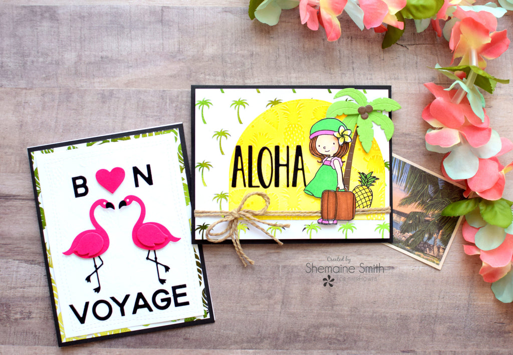 Tropical Travel cards with Toner Sheets and Deco Foil Flock