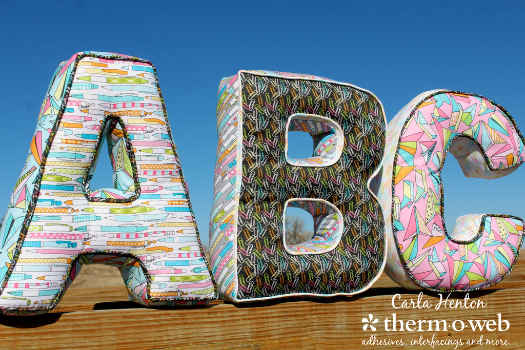 ABC Alphabet Pillows with HeatnBond Interfacing and Blend Fabrics
