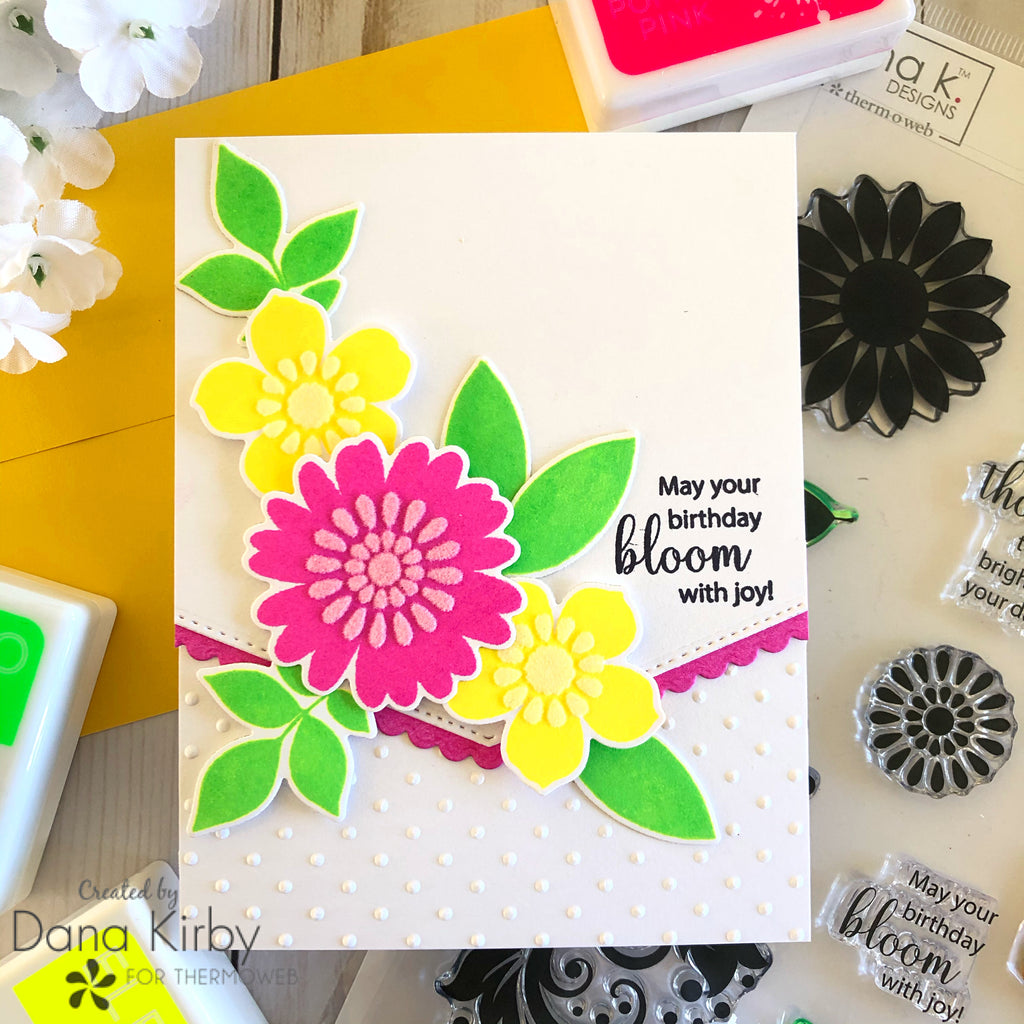 Bloom With Joy Crazy Daisy Spring Card with Flock