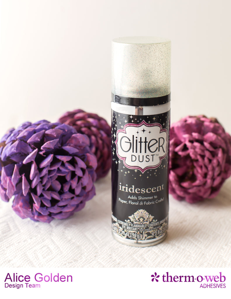 Glitter Dusted Pine Cone Flowers