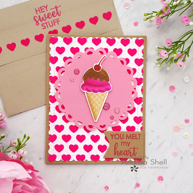 Ice Cream Valentine Card with Coordinating Envelope