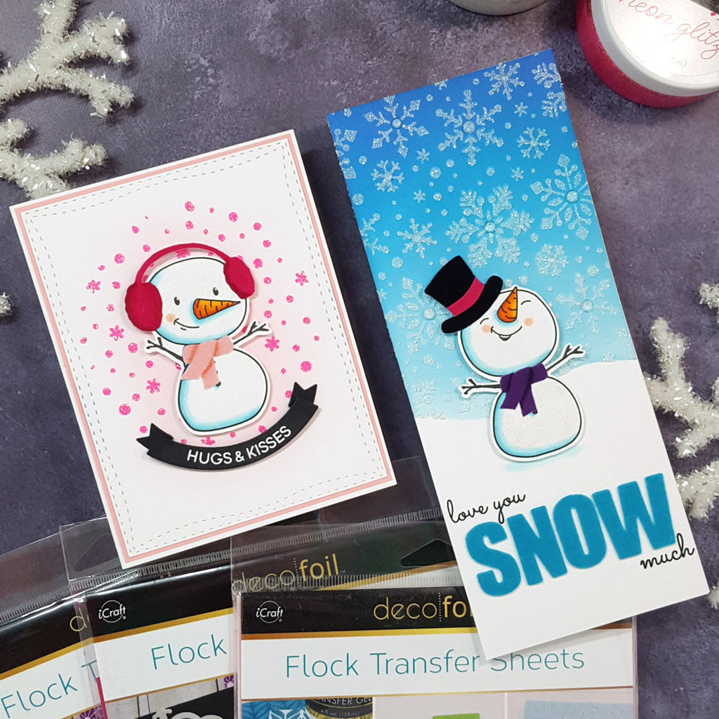 Texture Snowman Cards with Flock and Glitz
