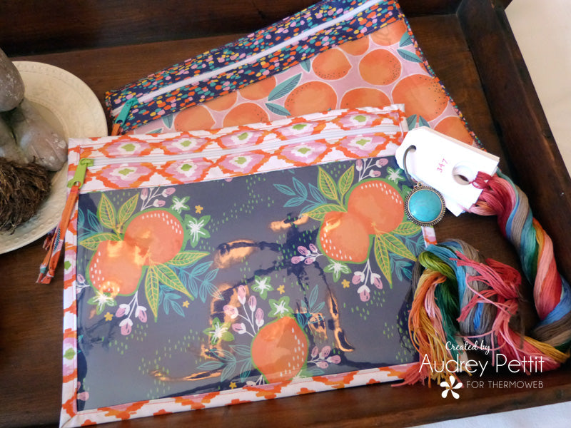 Citrus House Clear Vinyl Pouch Project Bags with Fusible Fleece
