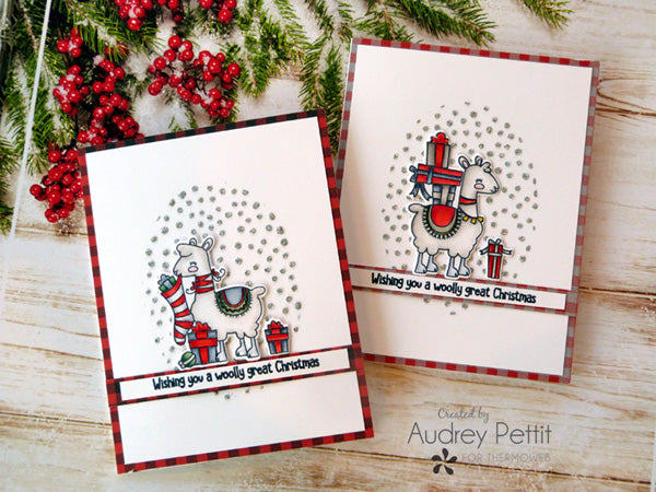 Fa La Llama Christmas Cards with Therm O Web and Pink and Main