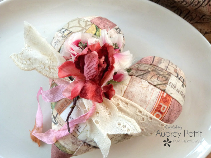 Patchwork Fabric Heart Pillow with StitchnSew Sew-In Fleece