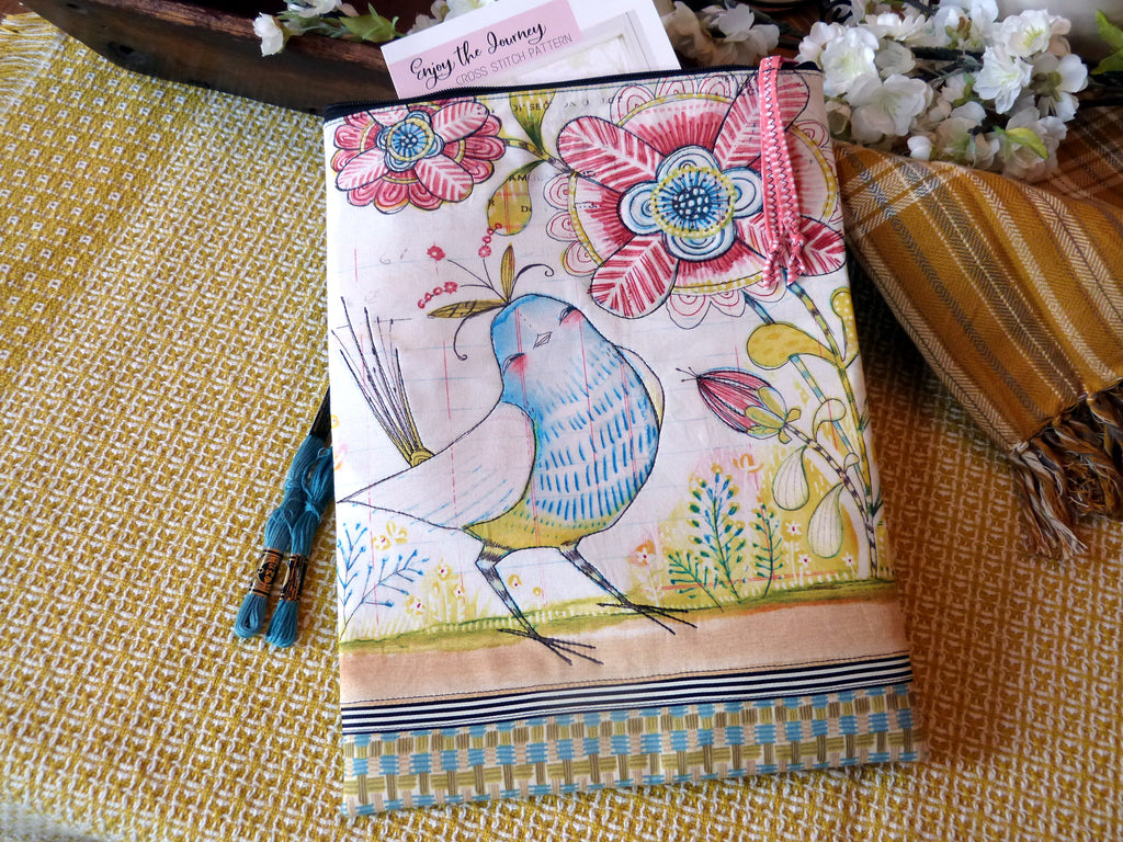 Winged Things Week -  Bird Fabric Zipper Bag with StitchnSew