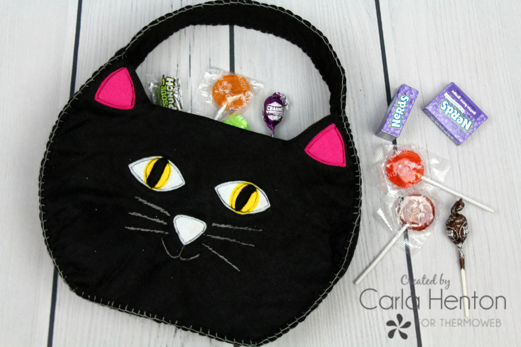Black Cat Trick or Treat Bag with HeatNBond Soft Stretch