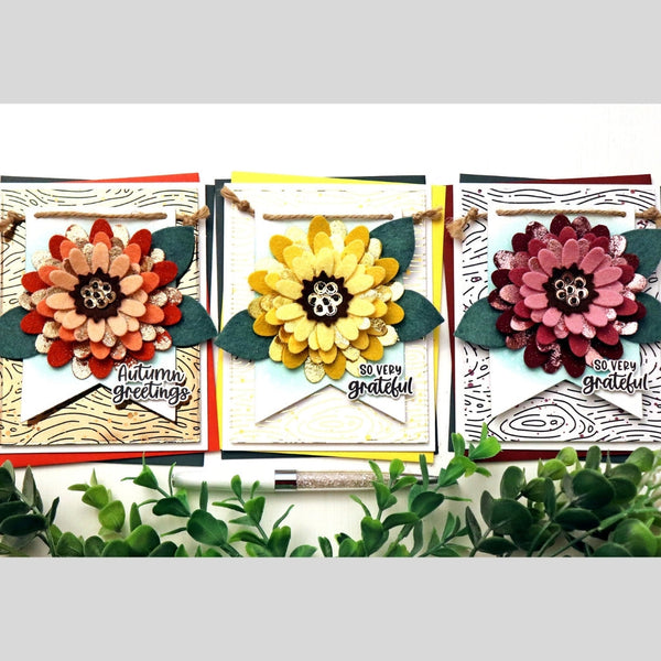 Fall Foiled Felt Flowers Card Set