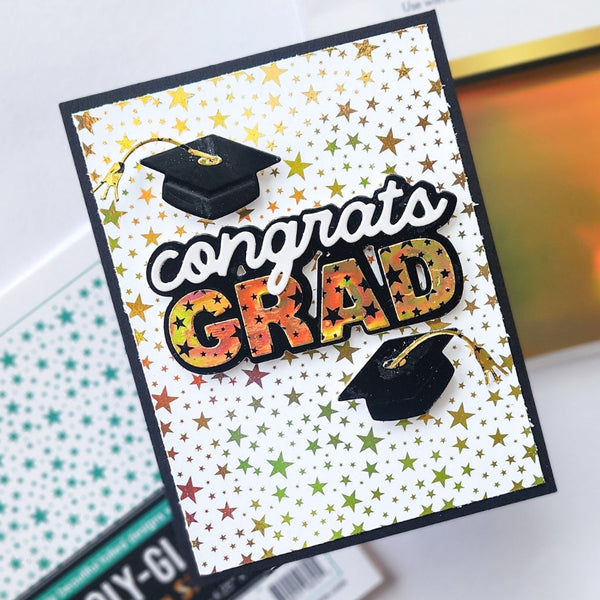 Festive Graduation card with Reverse Foiling