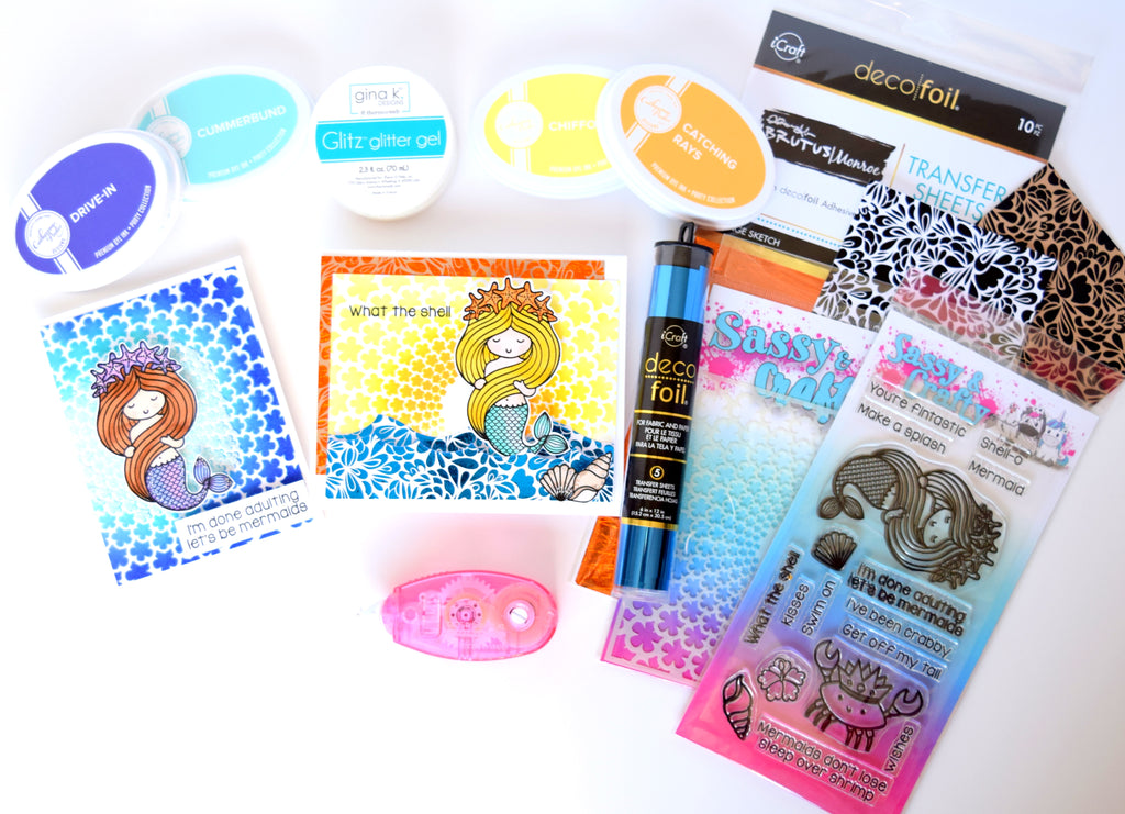 Sassy and Crafty Week - Mermaid Cards with Glitz and Deco Foil