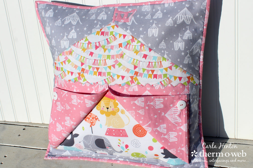 Big Top Circus Pillow Cover with HeatnBond High Loft Fusible Fleece