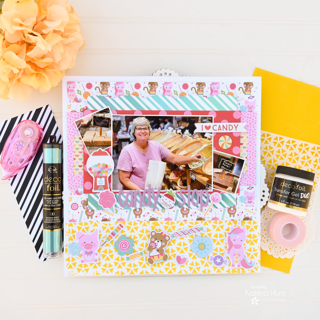 Sweet Treats Candy Stop Layout with Deco Foil and Flock