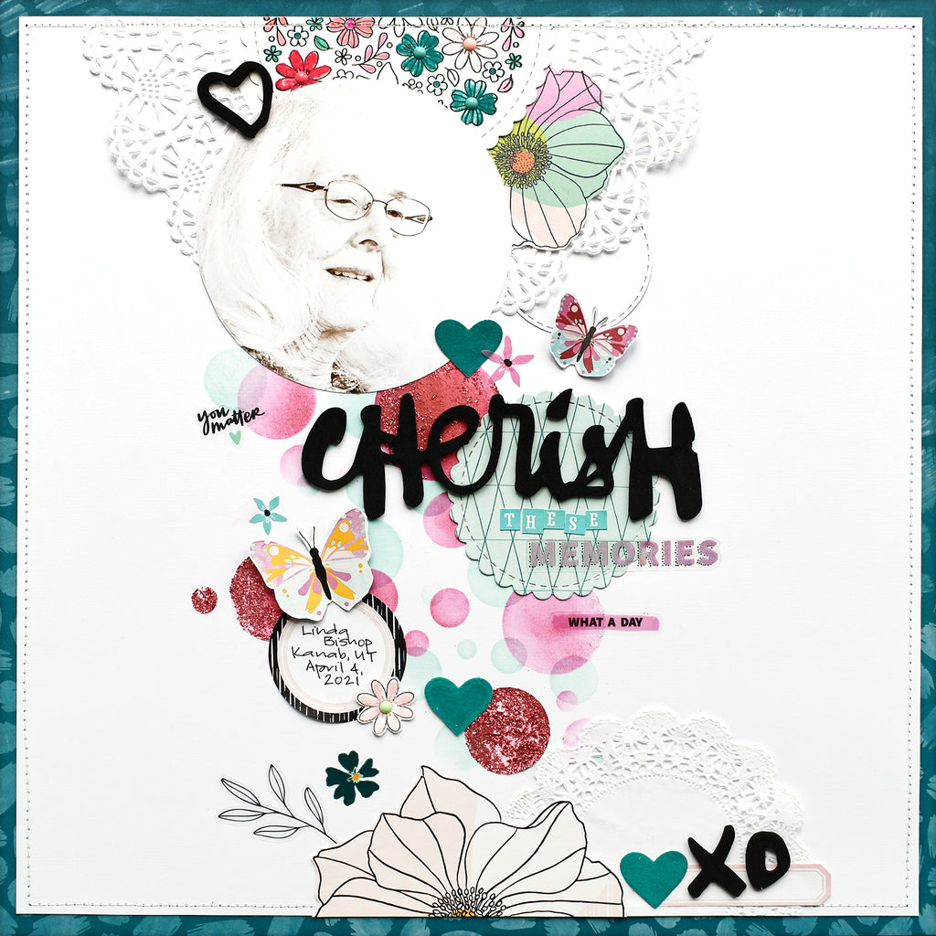 Cherish These Memories Scrapbook Layout with Newtons Nook
