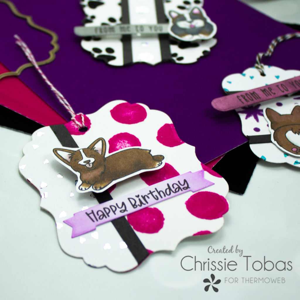 Deco Foil Flock Corgi Gift Tags with DUO Gel