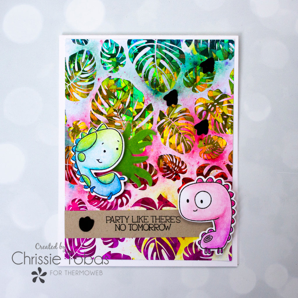 Get Tropical with a Rainbow Dino Card with Deco Foil Toner Card Fronts