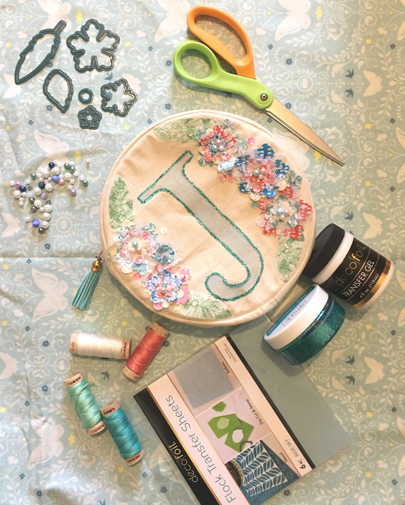 Flock and Glitz Glitter Gel Monogram Zipper Pouch