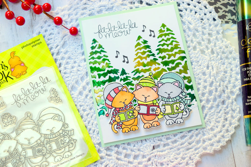 Fa La La Meow! Holiday Cards with Deco Foil Transfer Gel