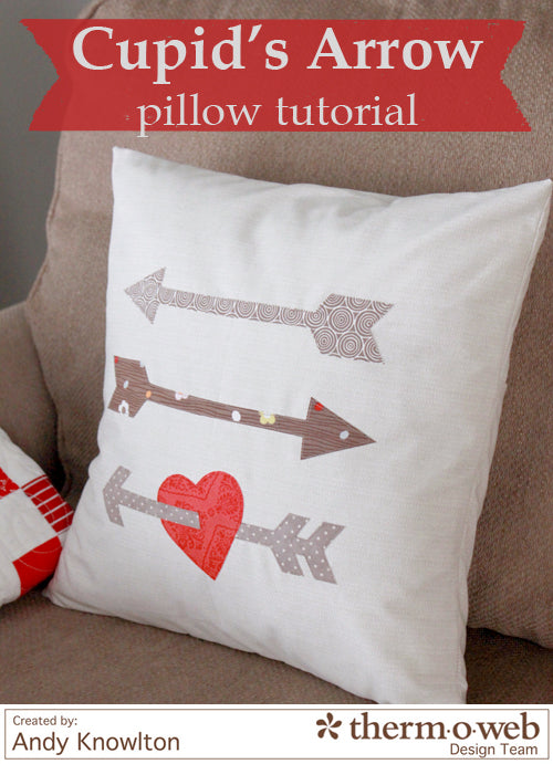 Cupid's Arrow Valentine pillow featuring Heat N Bond Lite