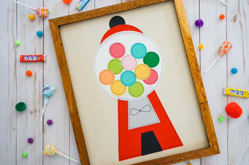 Gumball Machine Fabric Applique Wall Art