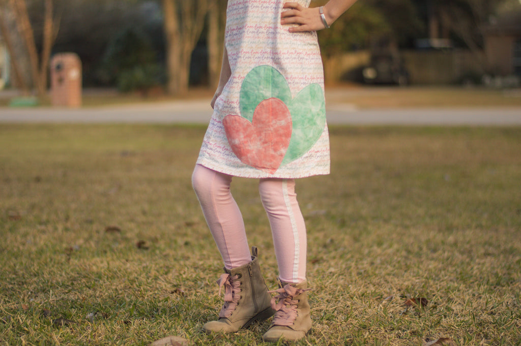 Appliqued Hearts Knit Dress with HeatnBond Soft Stretch