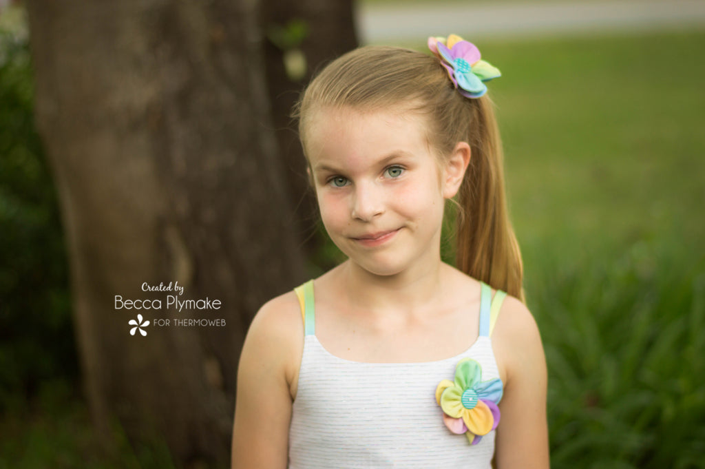 Rainbow Fabric Flowers using Heat N Bond Interfacing