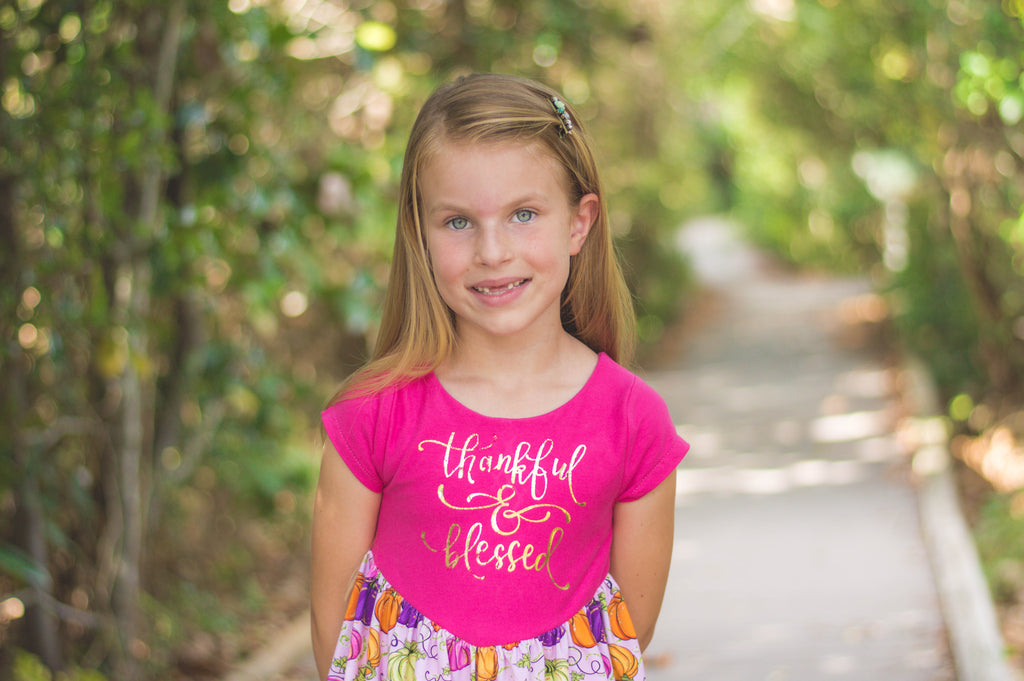 Deco Foil Thankful and Blessed Girls Dress