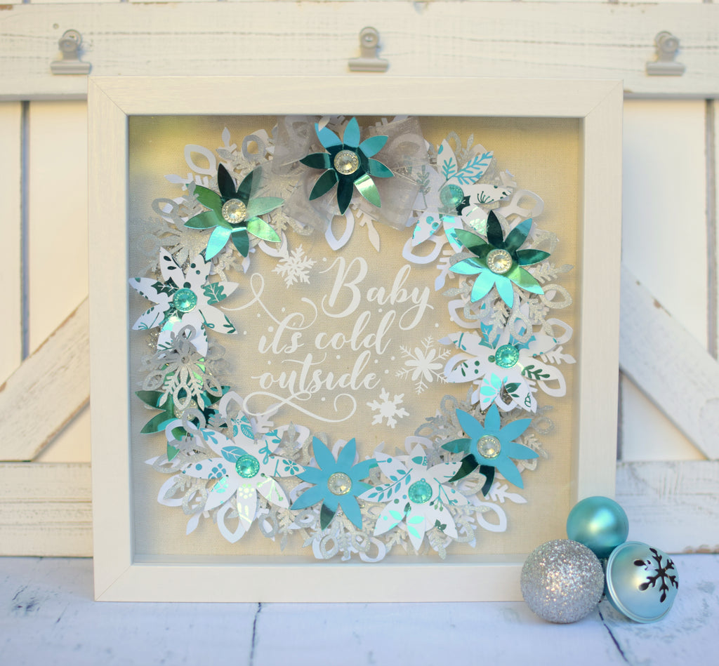 Gina K Designs and Deco Foil Holiday Shadow Box Wreath