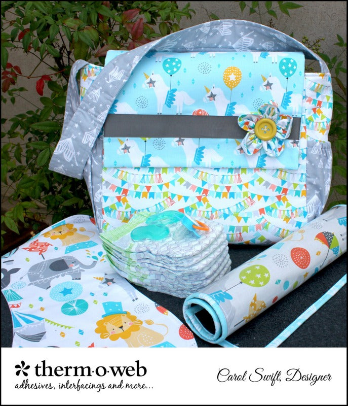Blend Fabric and HeatnBond  It's a Circus Diaper Bag Set