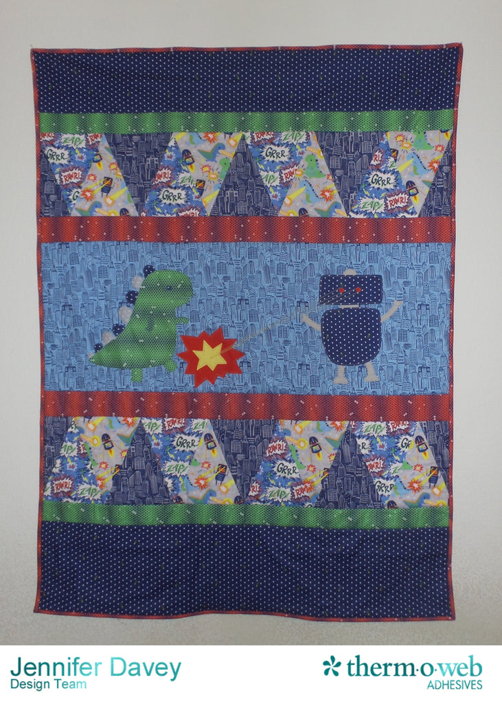Dino vs Robot Story Mini Quilt with Blend Fabrics
